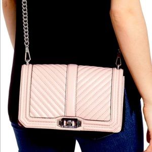 Rebecca Minkoff Pink Chevron Quilted Love Crossbody